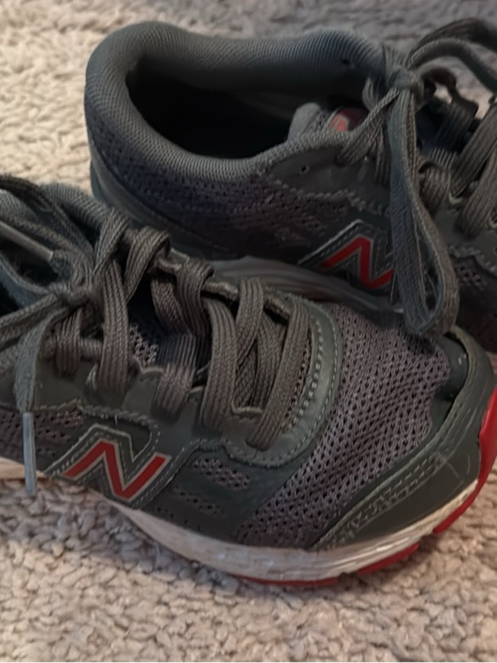New Balance Kids Gray and Red Sneakers